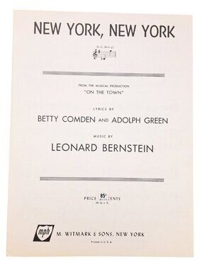 Vintage New York New York Sheet Music On The Town Leonard Bernstein 1945 Comden